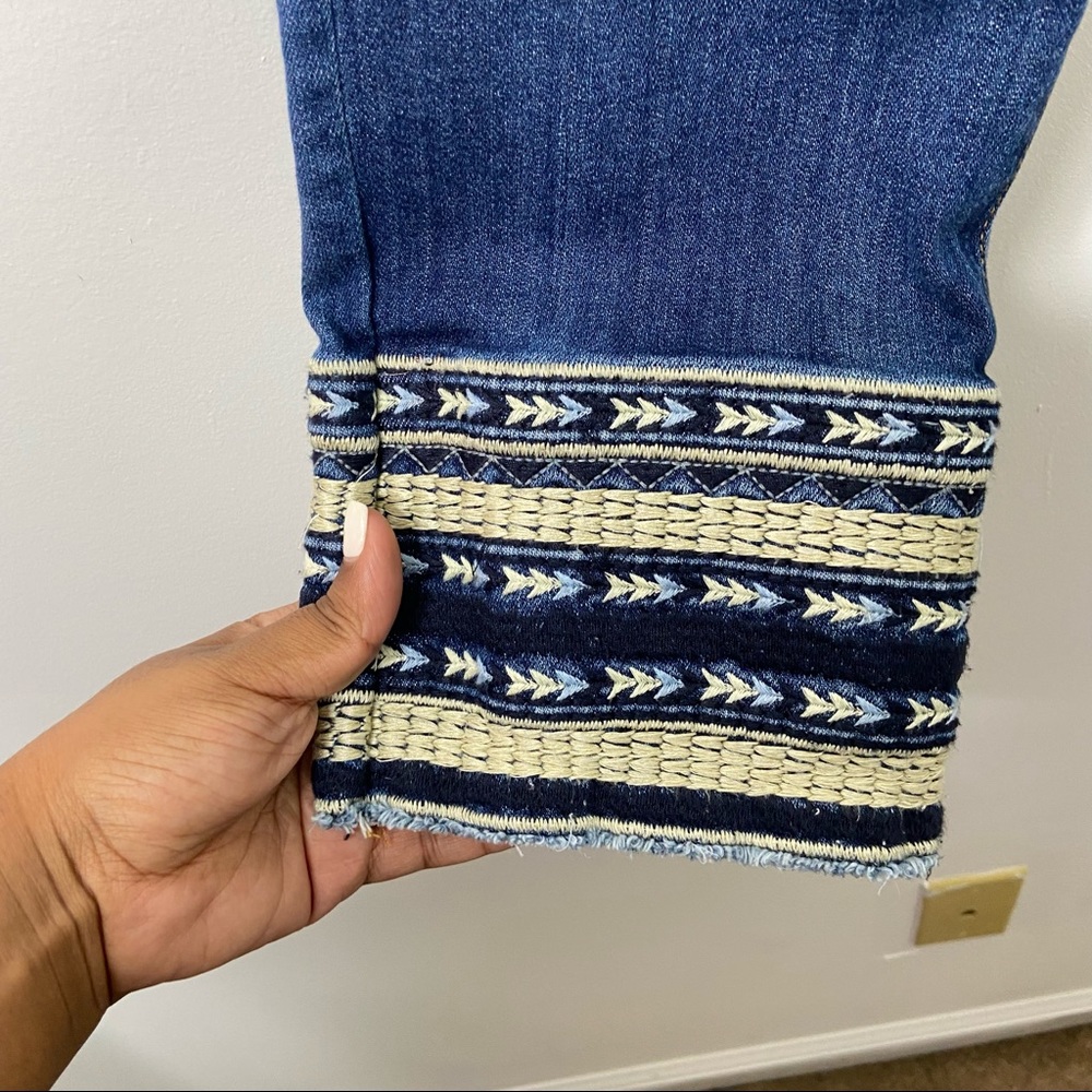 DRIFTWOOD Blue Cropped Jeans with Black and White Trim - Picture 6 of 7